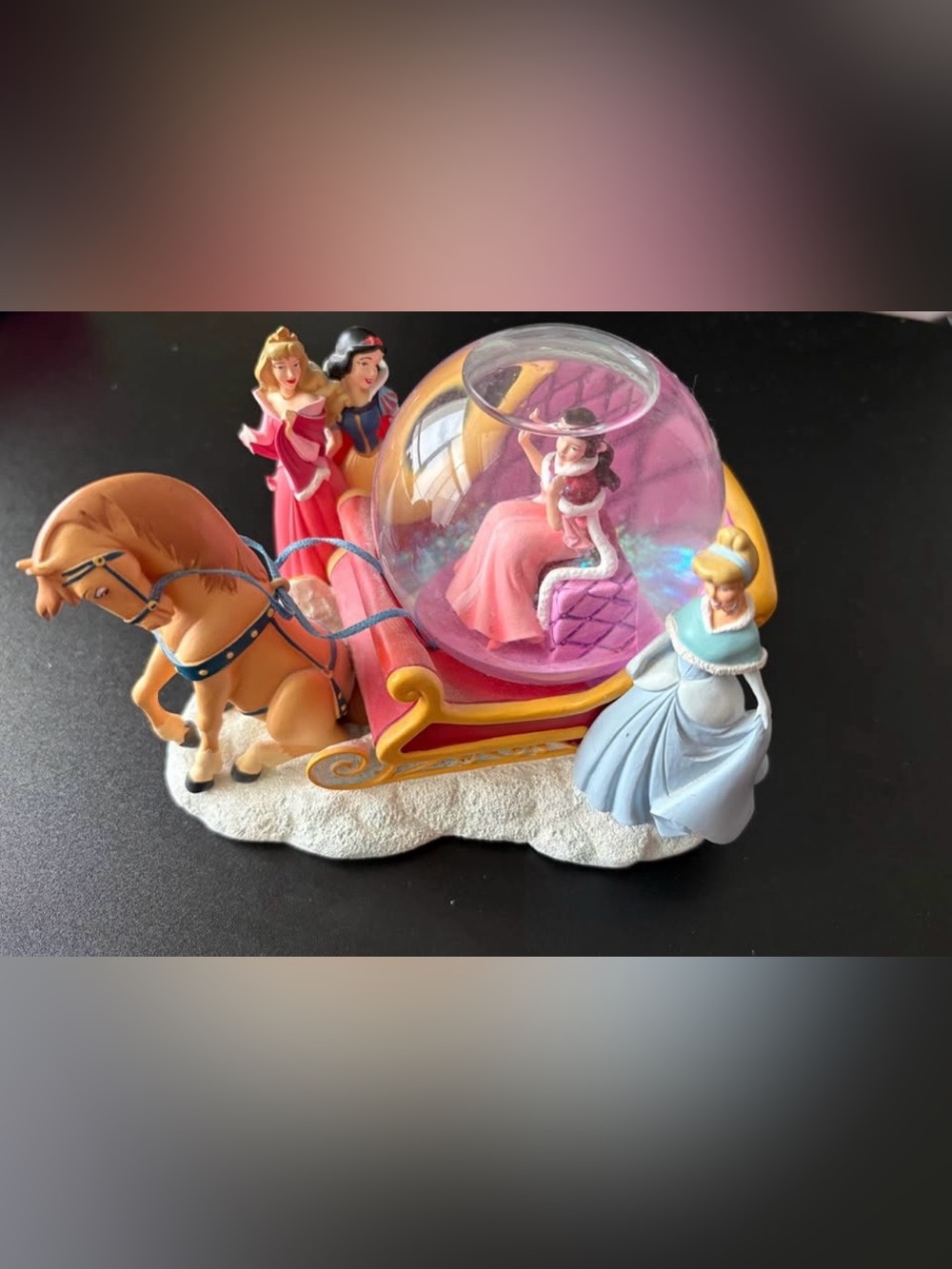Vintage 2003 Disney Store Exclusive Princess Sleigh Ride Snow Globe